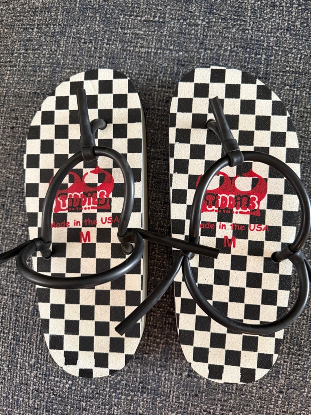 Tiddies Black & White Checkerboard Sandals